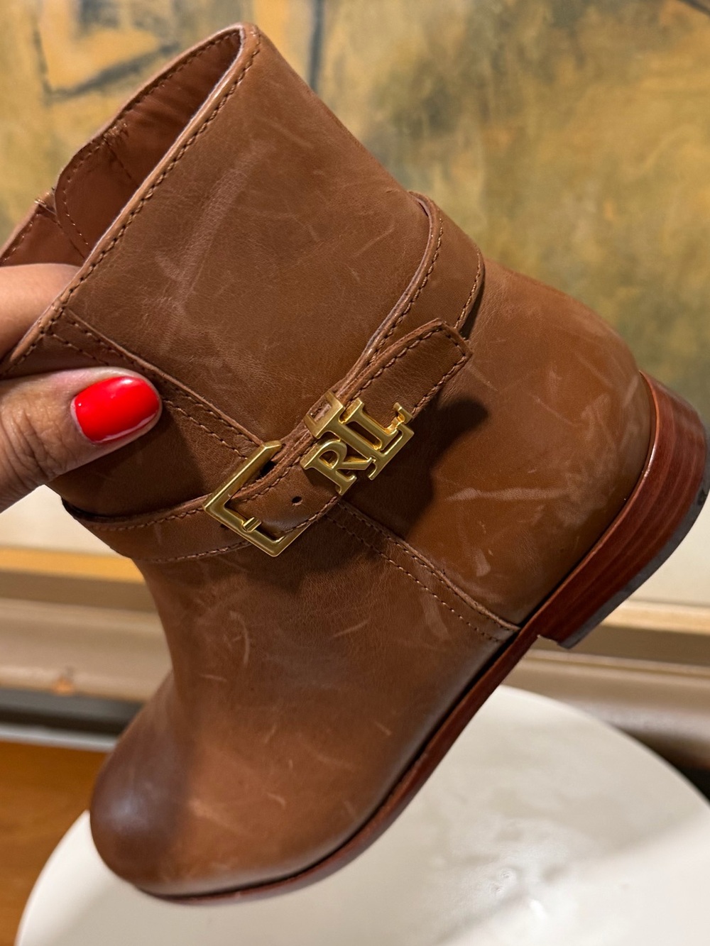 🌸RALPH LAUREN🌸 Brooke II Calfskin Bootie In Brown Size: 6B - Picture 7 of 14